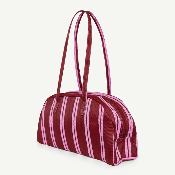 NWOT MONTY ARC SHOULDER BAG STRIPED PINK AND MALBEC - Picture 2 of 3